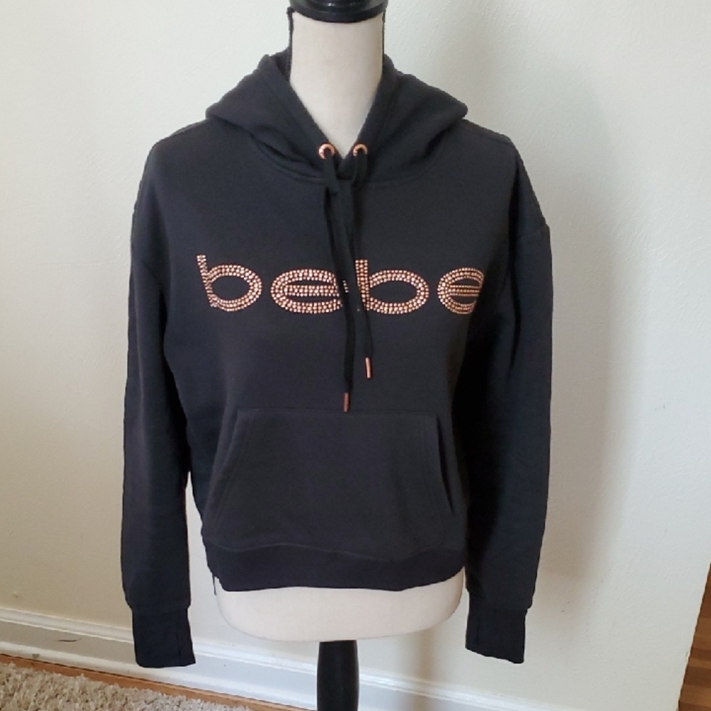 🥀Bebe Charcoal Hoodie with Sparkling Logo